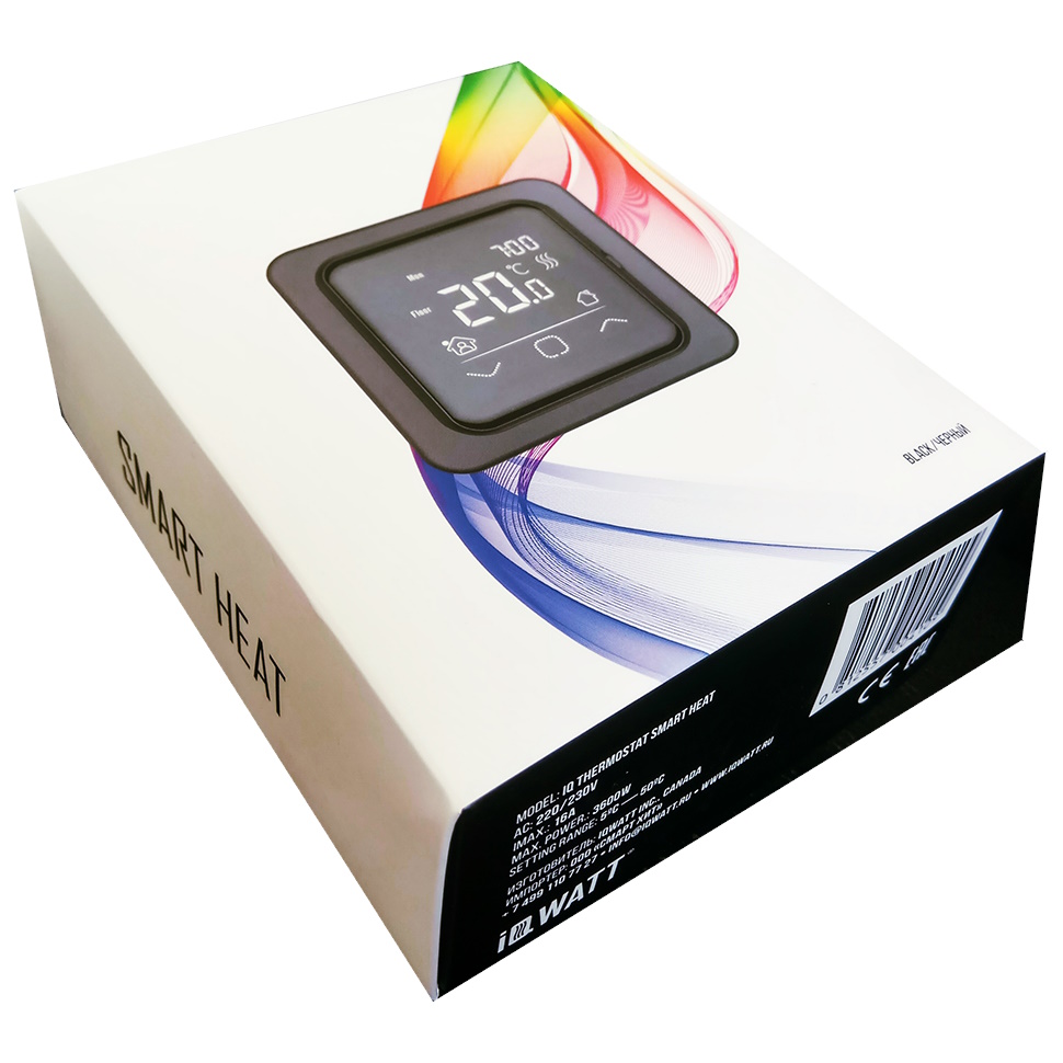 Терморегулятор с сенсорным дисплеем SMART HEAT BLACK