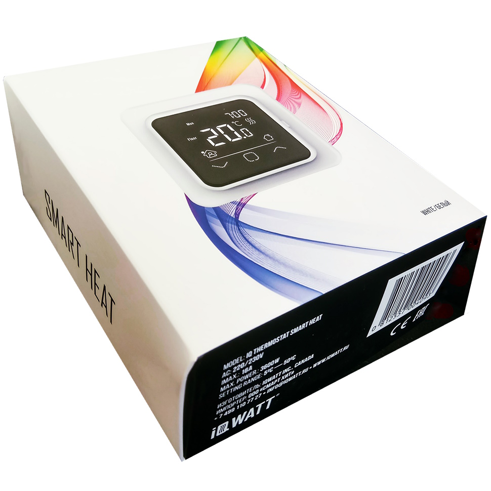 Терморегулятор с сенсорным дисплеем SMART HEAT WHITE